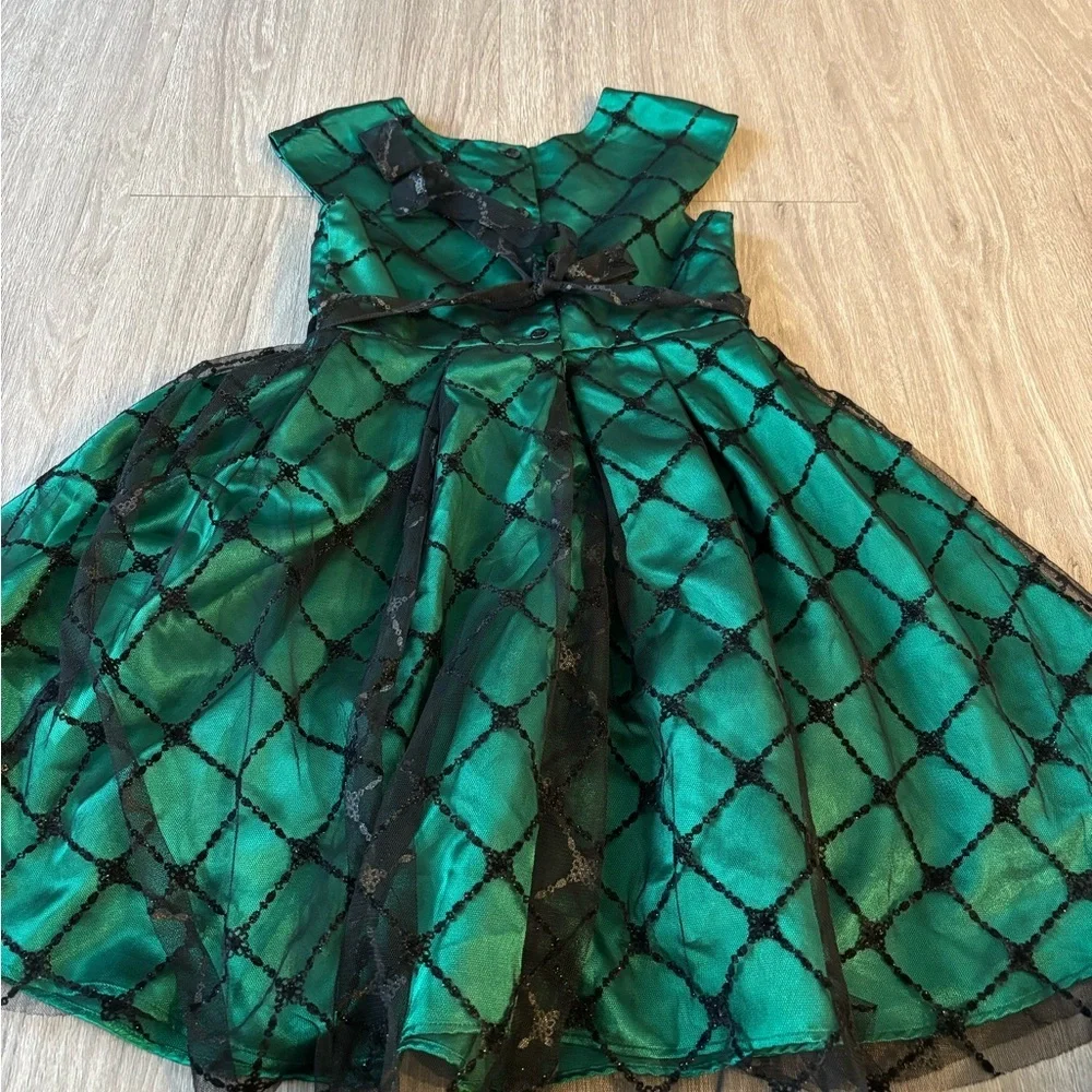 Jona Michelle Green and Black Formal Kids Dress